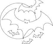 Coloriage Des Chauves-Souris volant dans le ciel