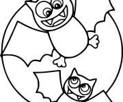 Coloriage Deux Chauves-Souris adorable en ciel