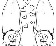 Coloriage Deux chauves-souris amoureux pour Halloween