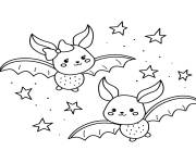 Coloriage Deux chauves-souris extraordinaire en mission de friandises