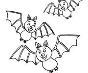 Coloriage Groupe de petites Chauves-Souris en ciel