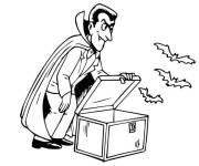 Coloriage Le vampire fait sortir les chauves-souris