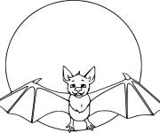 Coloriage Petit Chauve-Souris la veille de Halloween