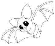 Coloriage Petite chauve-souris kawaii d&rsquo;Halloween cp