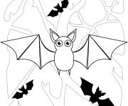 Coloriage Silhouette chauve souris stylis&eacute;