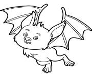 Coloriage Un chauve-souris gentil pour Halloween