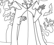 Coloriage Vampire m&eacute;chant avec des chauves-souris