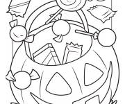 Coloriage Bonbons dans la citrouille