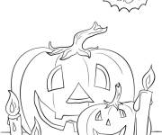 Coloriage Bougies et citrouilles d’Halloween