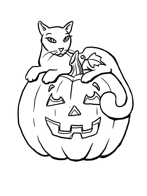 Coloriage Chat Et Citrouille D Halloween Dessin Gratuit A Imprimer