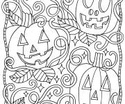 Coloriage Citrouille d'Halloween difficile