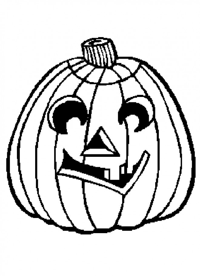 Coloriage et dessins gratuits Citrouille d'Halloween en noir à imprimer