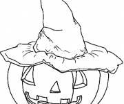 Coloriage Citrouille et chapeau de sorcière