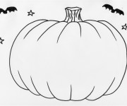 Coloriage Citrouille et Chauve-Souris en noir