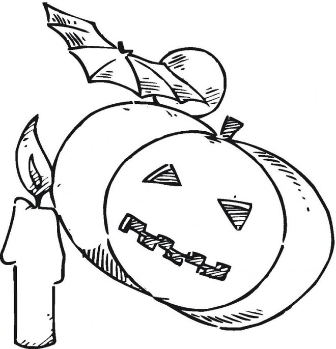 Coloriage et dessins gratuits Citrouille pour Halloween et Chauve-souris à imprimer
