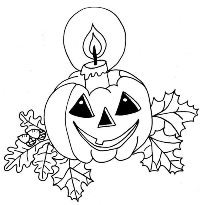 Coloriage et dessins gratuits Halloween Citrouille et Bougie à imprimer