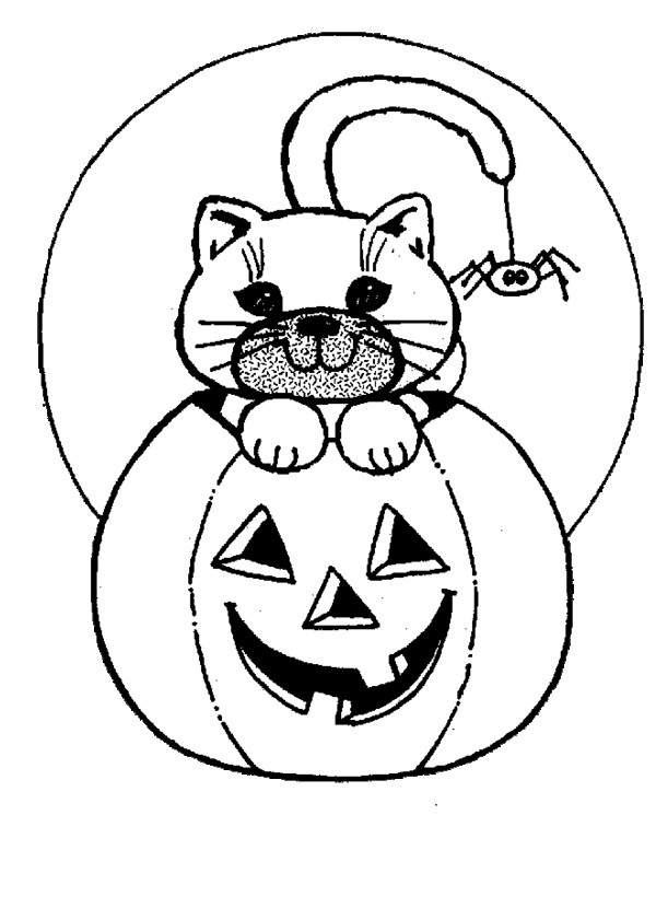 Coloriage Halloween Citrouille Et Chat Dessin Gratuit A Imprimer