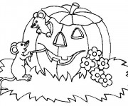 Coloriage Halloween Citrouille et Les Souris