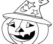 Coloriage Halloween Citrouille qui porte Un Chapeau