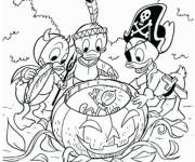 Coloriage Billy, Willie et Dilly et citrouille d'Halloween