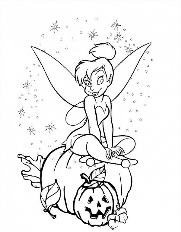 Coloriage Disney Fee Clochette Et Citrouille D Halloween