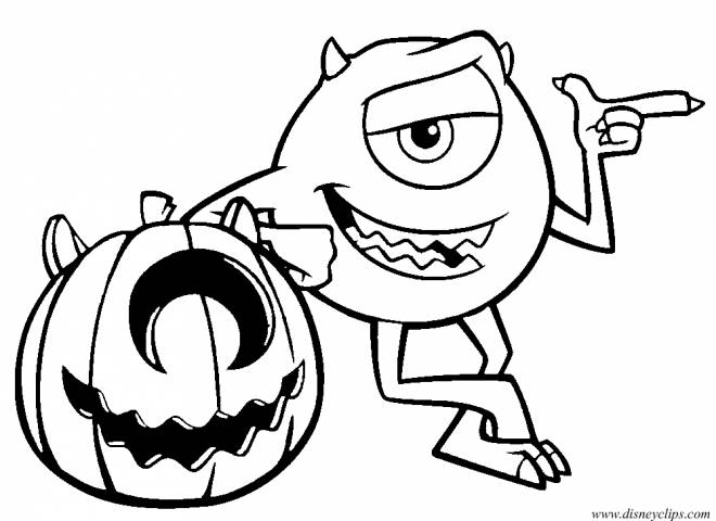 Coloriage et dessins gratuits Disney Halloween Citrouille Monster inc à imprimer
