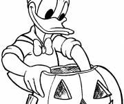 Coloriage et dessins gratuit Donald et sa citrouille d'Halloween à imprimer