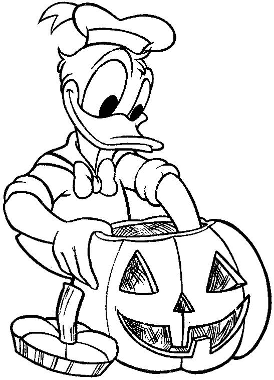 Coloriage et dessins gratuits Donald et sa citrouille d'Halloween à imprimer