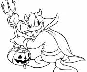 Coloriage et dessins gratuit Donald se déguise en sorcier Halloween à imprimer