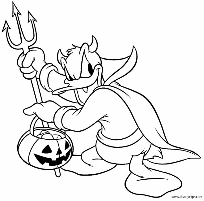 Coloriage et dessins gratuits Donald se déguise en sorcier Halloween à imprimer
