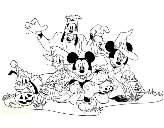 Coloriage et dessins gratuits Les héros de Disney pendant Halloween à imprimer