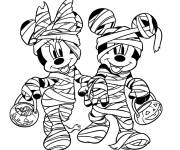Coloriage Mickey et Minnie Des bonbons ou un sort