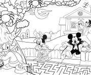 Coloriage Mickey et Minnie maison hantée
