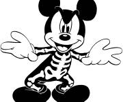 Coloriage Mickey Mouse se déguisant en squelette