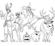 Coloriage Personnages Frozen célèbrent le Halloween