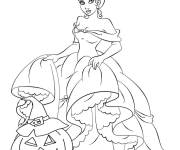 Coloriage Princesse Tomba et citrouille d'Halloween