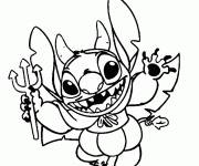 Coloriage et dessins gratuit Stitch comme dible dans Disney Halloween à imprimer