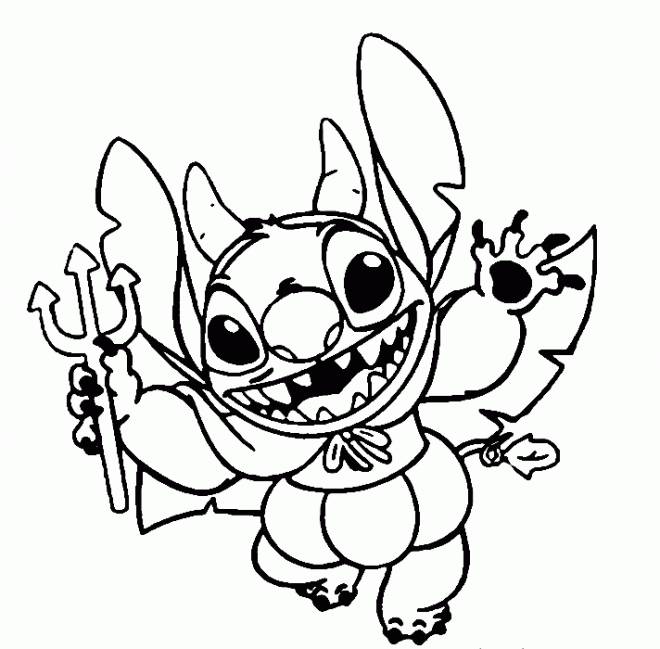 Coloriage Stitch Comme Dible Dans Disney Halloween