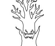 Coloriage Arbre hant&eacute;e Halloween pour petit