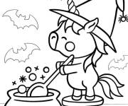 Coloriage B&eacute;b&eacute; licorne sorcier Halloween pour petit
