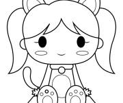Coloriage et dessins gratuit Belle fille en costume de chien pour Halloween à imprimer