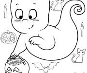 Coloriage Casper le fant&ocirc;me &agrave; motifs de Halloween