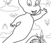 Coloriage Casper le fant&ocirc;me mignon pour Halloween