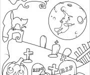 Coloriage C&eacute;mitiere e Halloween pour petit
