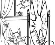 Coloriage et dessins gratuit Chat devant la miroir magique à imprimer
