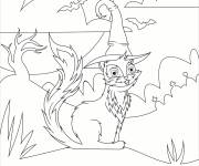 Coloriage Chat kawaii avec un chapeau de sorcier cp