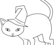 Coloriage Chat mignon avec un chapeau sur la tete