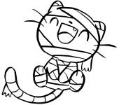 Coloriage Chat momie Halloween pour petit
