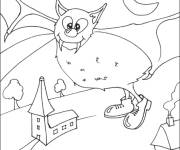 Coloriage et dessins gratuit Chauve souris de Halloween qui vous fait rire à imprimer