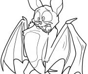 Coloriage Chauve souris dr&ocirc;le Halloween pour petit